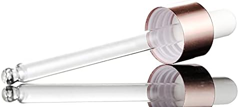 12 Pack, 0.5 Oz Matte Glass Dropper Bottle, Empty Frosted Essential Oil Bottle Holder With Glass Eye Dropper, Rose-Golden Caps Perfume Travel Vial Container - Pipette, Stickers, Funnel Included