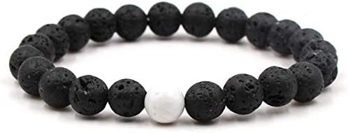 FORUBUS 2Pcs Lava Rock Beaded Bracelet Set – Essential Oil Diffuser Jewelry with Natural Stone Beads for Aromatherapy, Yoga, Meditation, and Stress Relief, Stretchy Bracelets for Women Men