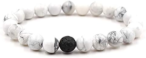 FORUBUS 2Pcs Lava Rock Beaded Bracelet Set – Essential Oil Diffuser Jewelry with Natural Stone Beads for Aromatherapy, Yoga, Meditation, and Stress Relief, Stretchy Bracelets for Women Men