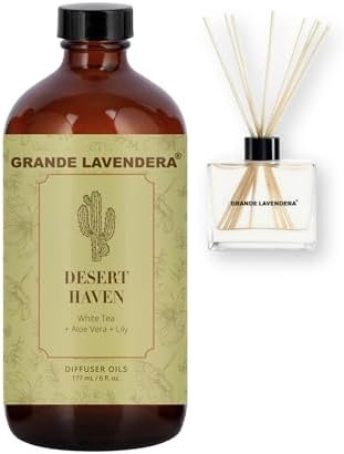 Grande Lavendera® Desert Haven Fragrance Oil Blend, Luxury Hotel Inspired Aromatherapy Scent Diffuser Oil, Bolder Fragrance with White Tea, Aloe Vera & Lily, USA Made, 6 fl oz / 177 mL