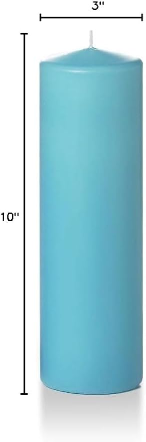 yummi 3" x 10" Caribbean Blue Round Pillar Candles - 3 per Pack