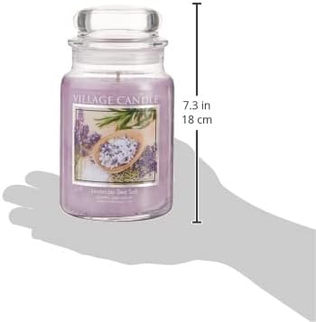 Village Candle Lavender Sea Salt Large Glass Apothecary Jar Scented Candle, 21.25 oz, Purple