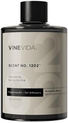 VINEVIDA [16 Fl Oz] Scent NO. 1202 Fragrance Oil for Cold Air Diffusers, Aromatic Notes of Mint, Nutmeg, Rose Oxide & Patchouli Essential Oils for Diffuser Oil Refill & Air Freshener Room Spray