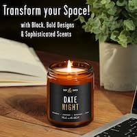 Date Night Candle I Scented Black Candles for Men or Women - French Cashmere & Vanilla Scent Soy Wax - Infused w/Essential Oils | Mens Candle I Long-Lasting 50Hr Burn, 9oz I Non Toxic I Made in USA