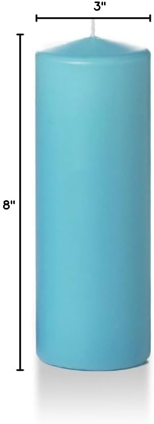 yummi 3" x 8" Caribbean Blue Round Pillar Candles - 3 per Pack