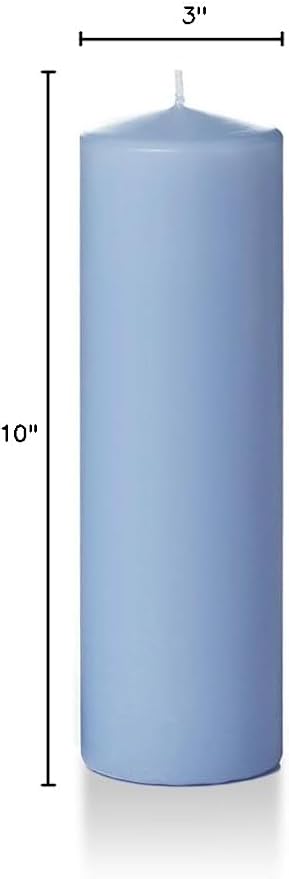 yummi 3" x 10" Periwinkle Blue Round Pillar Candles - 3 per Pack