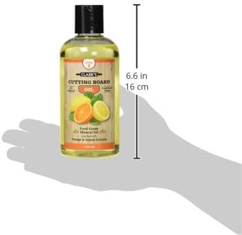 CLARK'S Cutting Board Oil - Food Grade Mineral Oil for Cutting Board - Enriched with Lemon and Orange Oils - Butcher Block Oil and Conditioner - Mineral Oil - Restores and Protects All Wood - 12oz