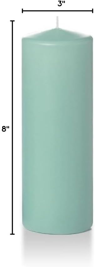 Yummi 3" x 8" Blue Jade Round Pillar Candles - 3 per Pack