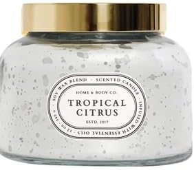 Home&Body Company Scented Candles 12 OZ Fragranced Candle, Soy Blend Wax, Infused with Essential Oils, Home Fragrances, Aromatherapy Home Scented Candles Gift, Scent: Tropical Citrus