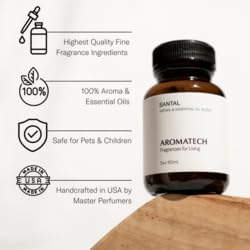 AromaTech Santal Escape Aroma Essential Oil Blend: Luxury Hotel Inspired Aromatherapy with Amber, Vanilla, Cedar & Sandalwood for Ultrasonic Diffusers & Nebulizers (10 mL)
