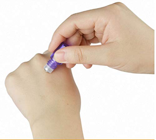 25 Pack 1ml (1/4 Dram) Colorful Glass Roll On Glass Bottles for Essential Oils,Empty Glass Vial with Stainless Steel Roller Balls Perfume Aromatherapy Travel Roll On Container-5 Color Options (Purple)