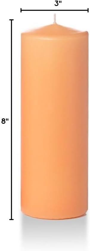 yummi 3" x 8" Peach Round Pillar Candles - 3 per Pack