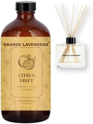 Grande Lavendera® Citrus Drift Fragrance Oil Blend, Luxury Hotel Inspired Aromatherapy Scent Diffuser Oil, Bolder Fragrance with Bergamot, Lemon & Lemongrass, USA Made, 6 fl oz / 177 mL