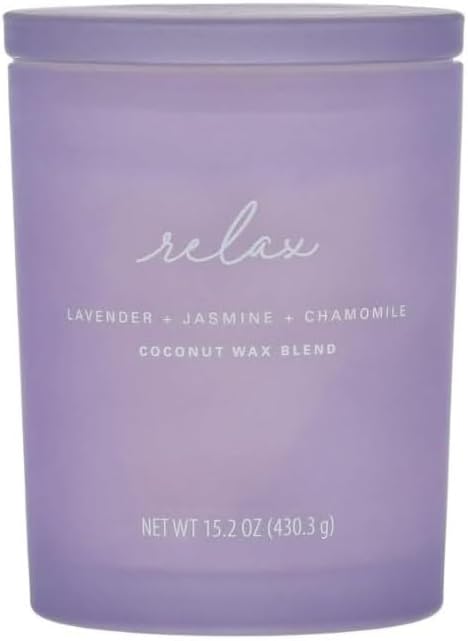 Scented 2-Wick 15oz Spa Jar Candle Relax (Lavender + Jasmine + Chamomile)