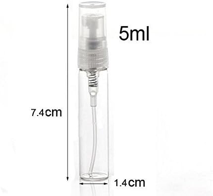 Beauty Factory Elfenstal- 25pcs Clear 5ml 1/6oz Glass Fine Mist Atomizer Bottle Spray Refillable Perfume Empty Bottle Glass Clean Cloth for Travel Party Must Makeup Tool