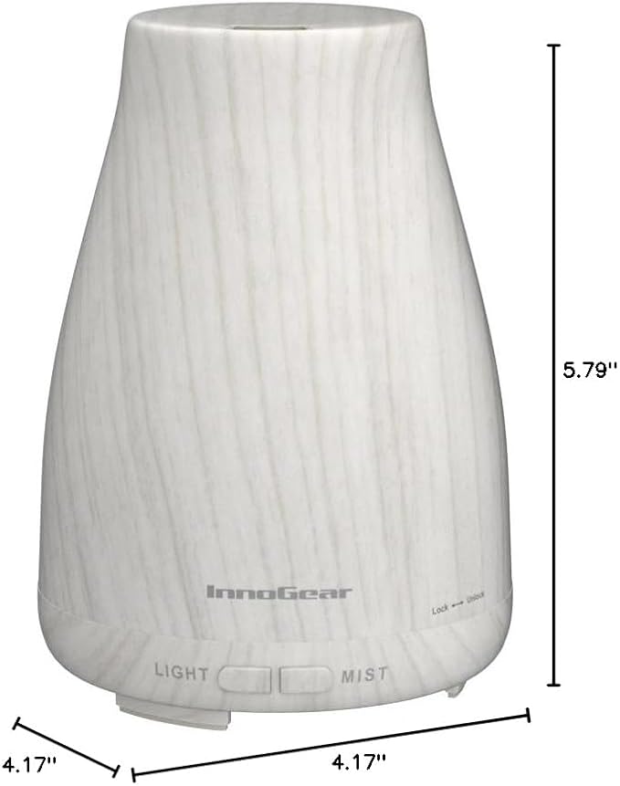 InnoGear Essential Oil Diffuser with Oils, 100ml Aromatherapy Diffuser with 6 Essential Oils Set, Aroma Cool Mist Humidifier Gift Set, Grey Wood Grain
