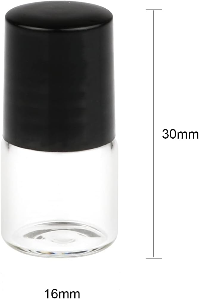 Wresty 25 Pcs Clear Glass Mini Roll On Bottles Empty Essential Oil Roller Ball Bottles Perfume Lip Blam Cosmetic Sample Vials Roller Glass Bottles Container With Black Cap (1ml)