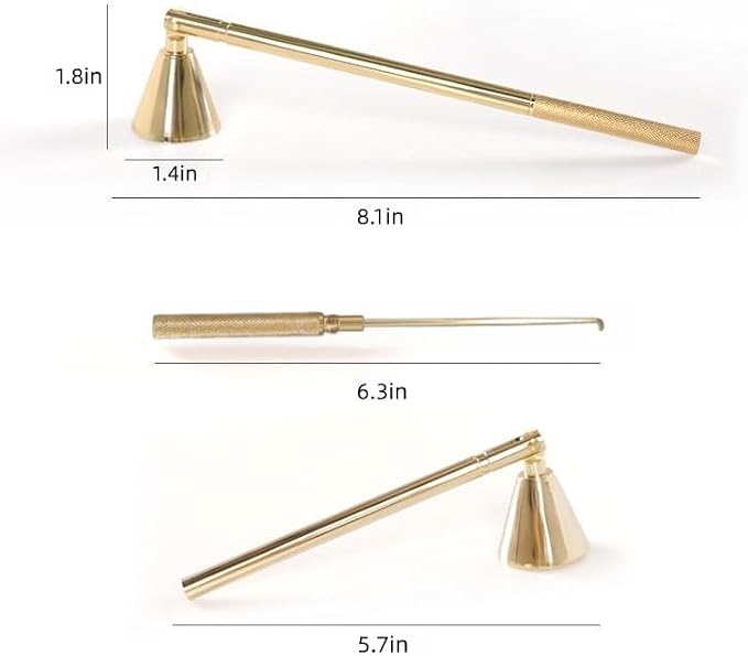 Innovative 2-in-1 Candle Snuffer Extinguisher with Removable Wick Dipper,Candle Flame Put Out Tools with Non-Slip Long Handle,Perfect Accessories for Candle Lovers (Gold)