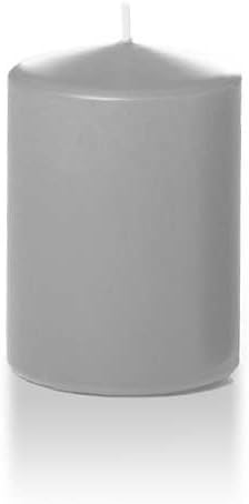 yummi 3" x 4" Light Gray Round Pillar Candles - 3 per Pack