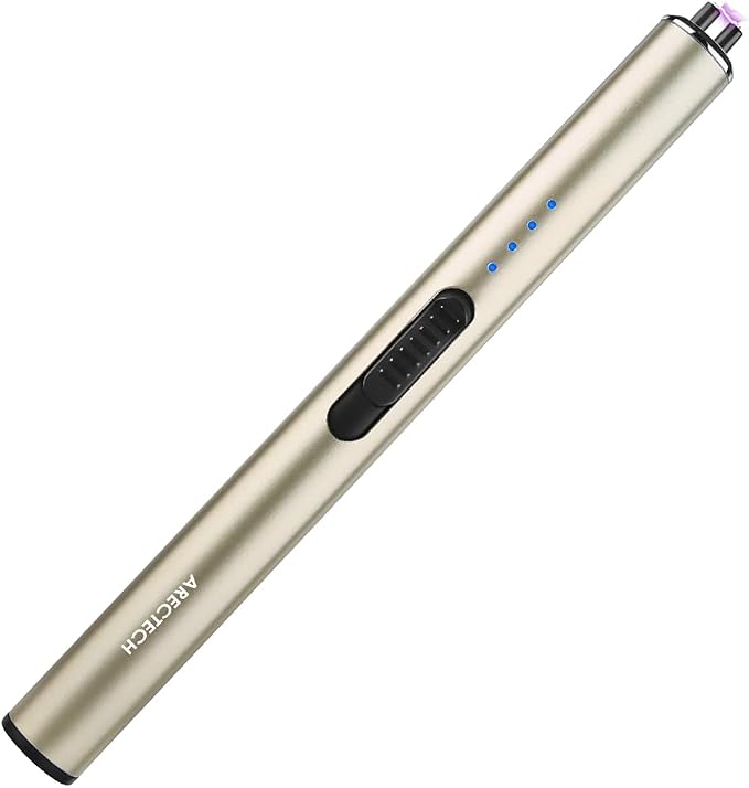 ARECTECH Electric Candle Rechargeable Lighter Arc Plasma Lighter for Candle Kitchen Camping Christmas Type-C Gold