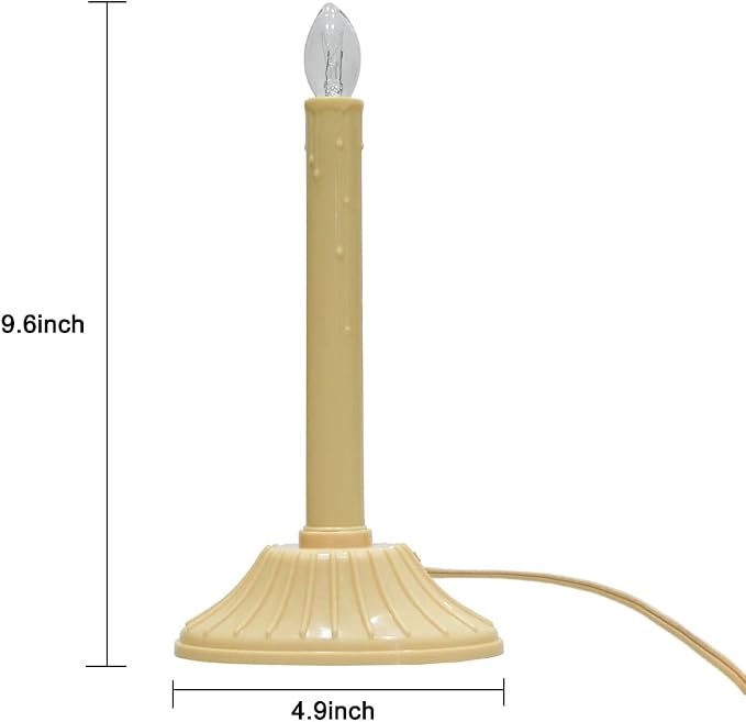 GOOTHY 1 Light Electric Window Candles, 2 Pack Christmas Candle Lights with 4 C7 Clear Bulbs(2 Spare), Plug in Electric Candles for Window Christmas Weddings Home Table Decorotions, Ivory -2 Pack