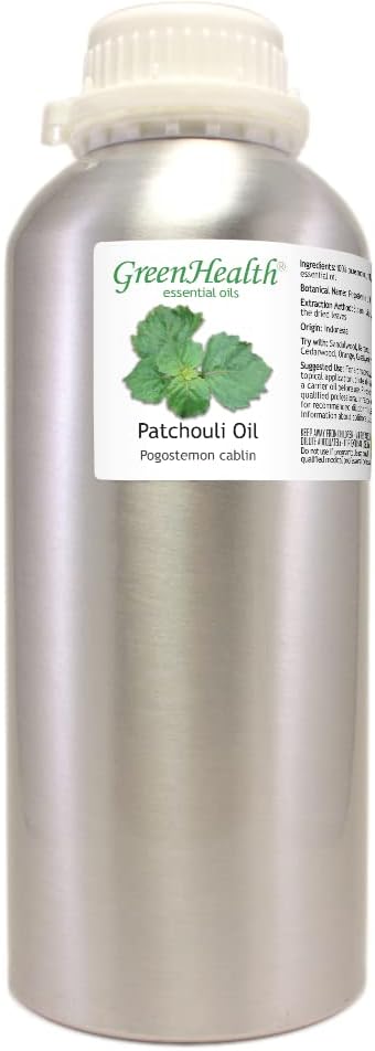 Patchouli Essential Oil - 32 fl oz - Aluminum Bottle w/Locking Cap - 100% Pure Essential Oil - GreenHealth
