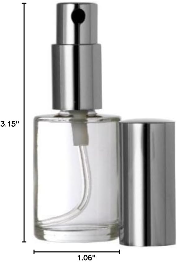 Riverrun Perfume Atomizer, Empty Refillable Round Glass Bottle, Silver Sprayer 15ml 1/2 oz (1 Bottle)