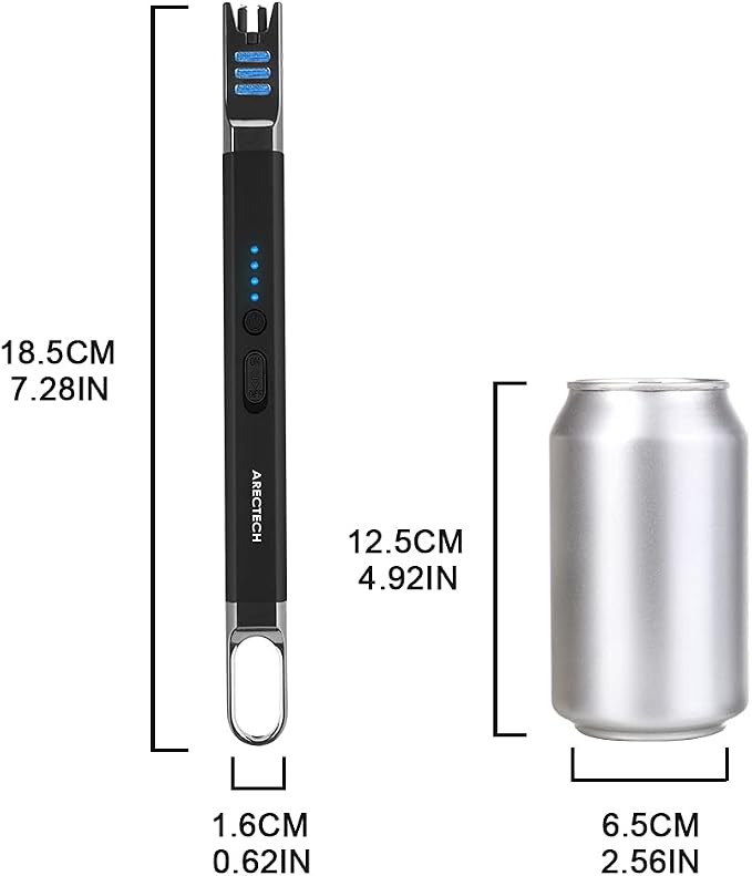 ARECTECH Electric Candle Lighter Rechargeable USB Long Gill Lighter for Candle Cooking Camping BBQs Fireworks Black