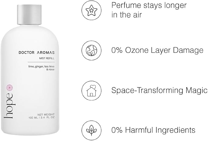 Doctor Aromas Mist Refill for Essential Oil Cold Air Diffusers – Fresh Premium Aroma, Fragrances or Scent for Home, Rooms, Office, and Bathroom 3.4 Fl Oz (100 ml), Blanc