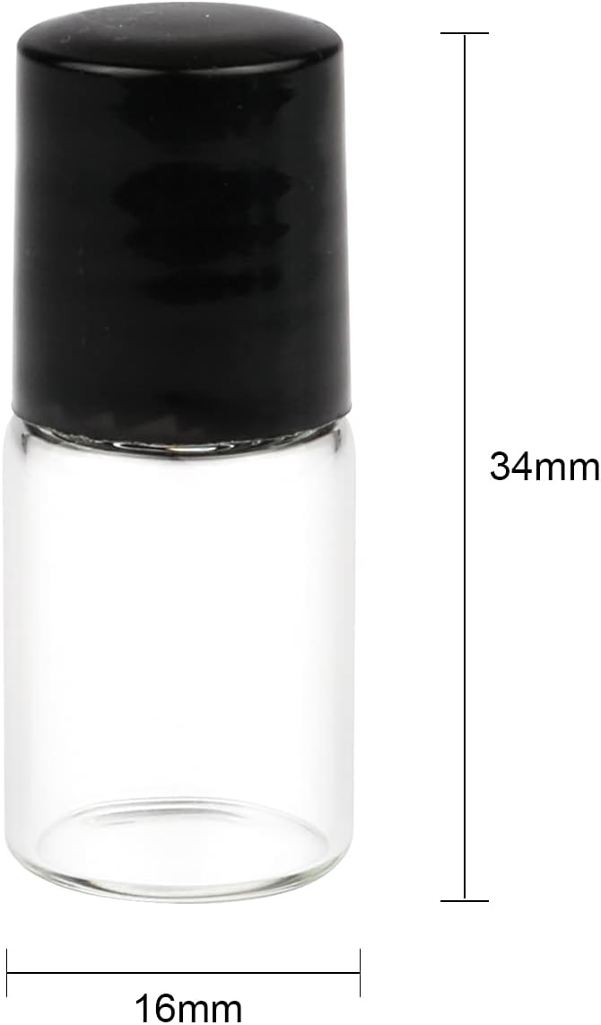 Wresty 25 Pcs Clear Glass Mini Roll On Bottles Empty Essential Oil Roller Ball Bottles Perfume Lip Blam Cosmetic Sample Vials Roller Glass Bottles Container With Black Cap (2ml)