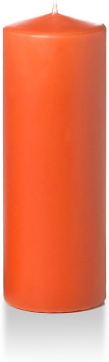 yummi 3" x 8" Bright Orange Round Pillar Candles - 3 per Pack