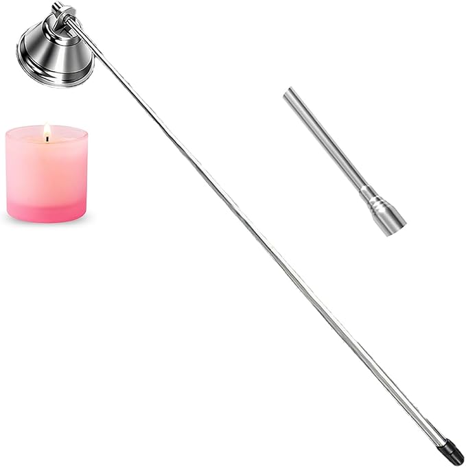 Ouliget Candle Snuffer with Extendable Long Handle,Polished Stainless Steel Wick Flame Snuffer for Tea Light Candles,Candle Tool for Putting Out Extinguishing Flame Safely