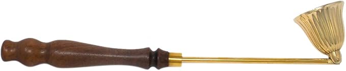 Needzo Brass Candle Snuffer with Wooden Handle, Catholic Church Supplies, 10.5 Inches
