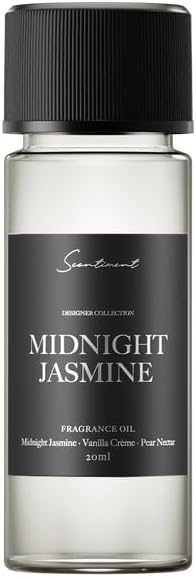 Scentiment Midnight Jasmine Diffuser Oil - Premium Hotel Scent with Notes of Jasmine, Vanilla Crème & Pear Nectar Home Scent, Hotel Fragrance Oil Diffuser Refill - 0.68 fl oz (20 mL)