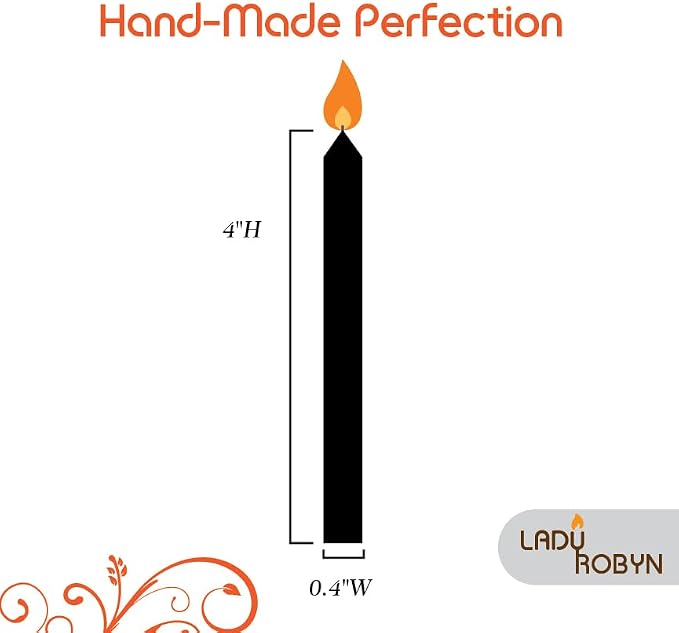 Set of 20 Solid Color Taper Candles – 4-Inch Dripless Paraffin Wax Candles with Cotton Wick – Ideal for Weddings, Shabbat, Holiday & Home Decor, Gift Set (Black)
