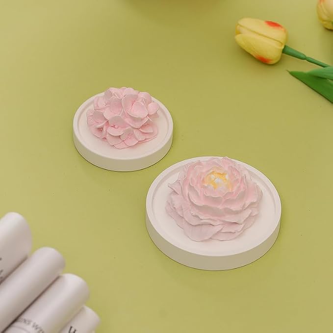 Essential Oil Passive Flower Diffuser -Non-Electric Peony Flower Porcelain Aromatherapy Diffusers for Small Mini Room, Desk Decorative, Bathroom (Pink, Peony)