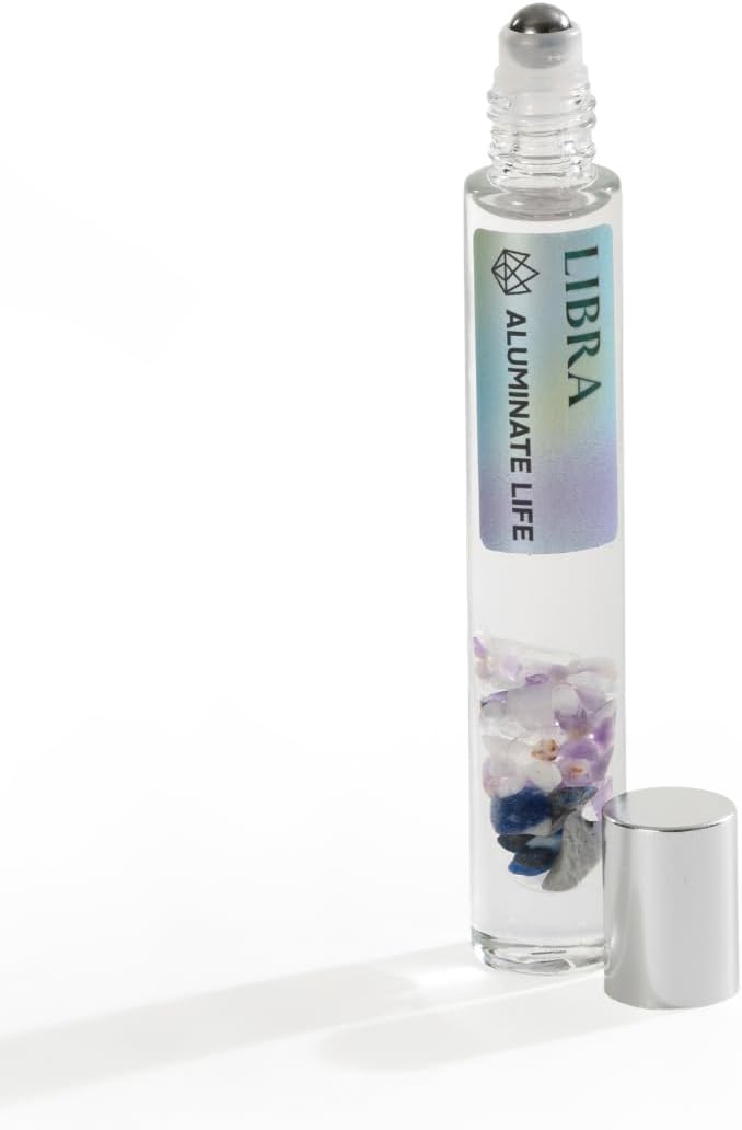 Libra Zodiac Crystal-Infused Essential Oil Rollerball, Aromatherapy Blend - Harmony & Calm, Premium Astrology Sign Birthday Gift, Natural Therapeutic Roller, 10 mL