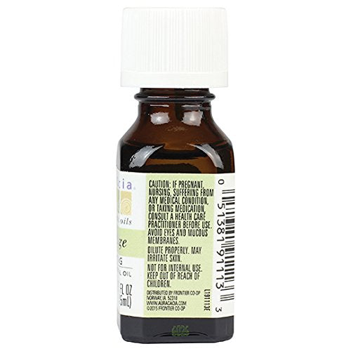 Aura Cacia Clary Sage Essential Oil, Pure Salvia Sclarea Oil, Balancing Aromatherapy for Diffusers, Massage, Relaxation and DIY Blends | 0.5 Fl Oz (Pack of 2)