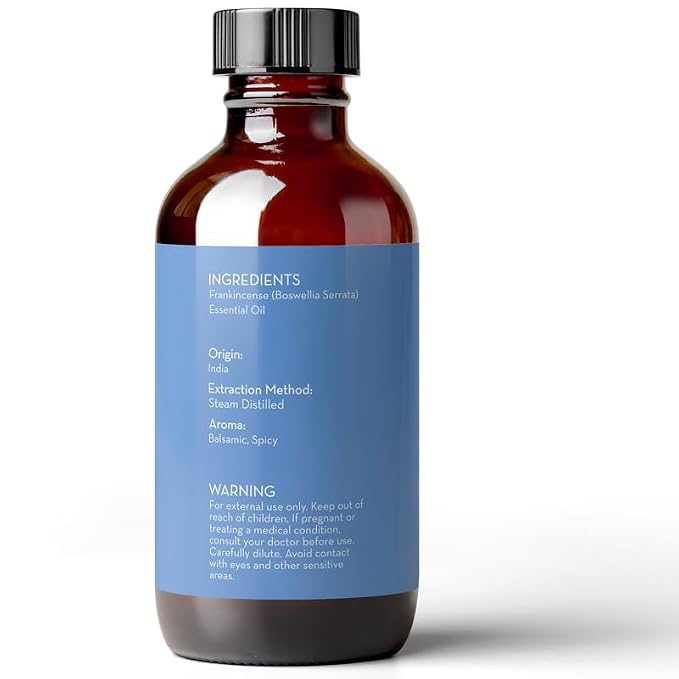Pure Body Naturals Frankincense Essential Oil for Diffuser and Skin, Relaxation, Meditation and Yoga, 4 fl oz