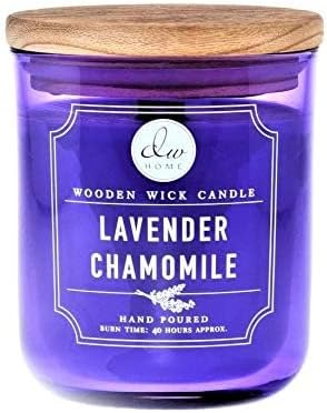 DW Home Richly Scented Candle Lavender Chamomile in Large Purple Tumbler with Wooden Lid, 11.5 oz