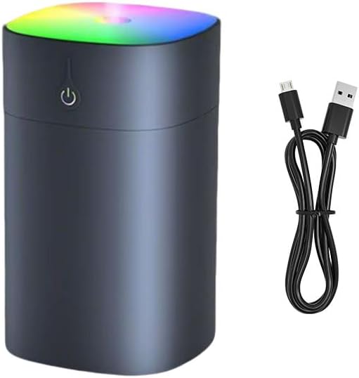 Portable Desktop Humidifier, 400ml Small Humidifier, Travel Fragrance Diffuser, Powered by USB, with LED Light and Automatic Shut-off Function (Grey)