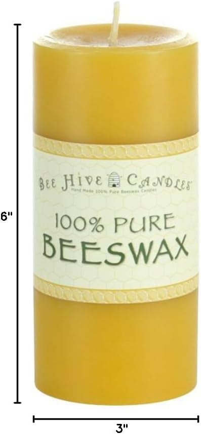 Bee Hive Candles 100% Pure Beeswax Aromatherapy Pillar Candle (3" x 6", Energizing)