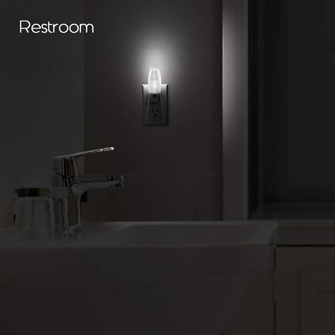 Emotionlite Plug in Night Light, Neutral White LED Nightlight, Dusk to Dawn Sensor, Kids, Nursery, Bedroom, Bathroom,Hallway, Stairs, Kitchen, 6 Pack