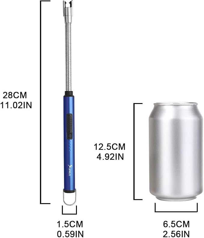 SUPRUS Electric Candle Lighter USB Type C Rechargeable Lighter Steel Shell & Hanging Hook with 360° Flexible Neck(Dark Blue)