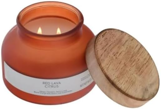 Red Lava and Citrus Highly Scented 2-Wick Frosted Jar Candle 18oz- 1pack