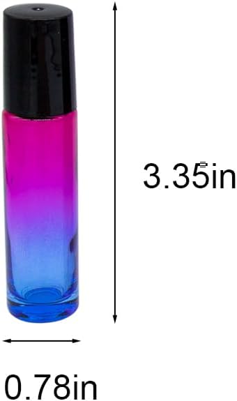 10pcs Roller Bottles with Stainless Steel Roller Ball for Essential Oil, 10ml Multi-Color Glass Roll on Bottles with Funnel & Opener, Leak-proof Cosmetic Small Container for Travel, Perfume