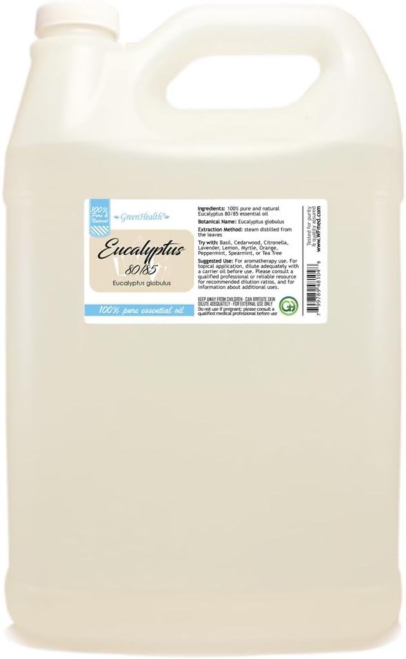 Eucalyptus 80/85 Essential Oil - 1 Gallon - Plastic Jug - 100% Pure & Uncut - GreenHealth