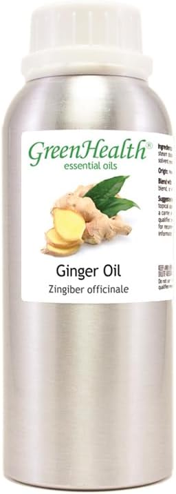 Ginger Essential Oil – 8 fl oz (237 ml) Aluminum Bottle w/Plug Cap – 100% Pure Essential Oil – GreenHealth