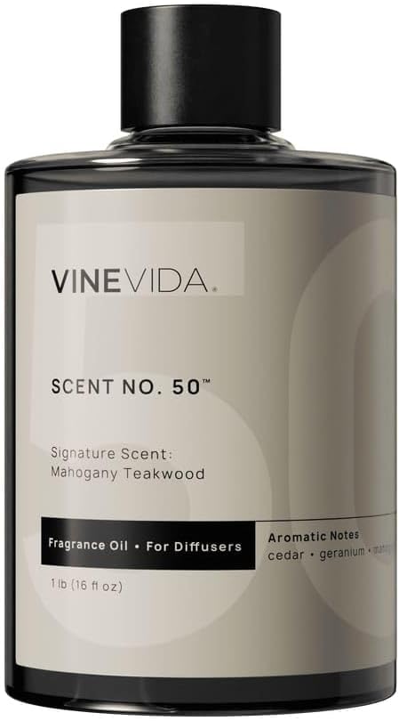 VINEVIDA Mahogany Teakwood Fragrance Oil for Cold Air Diffusers - 16 Fl Oz - Essential Oils for Diffuser Oil Refill & Air Freshener Room Spray