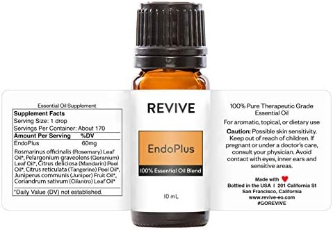 Endoplus Essential Oil Blend by Revive Essential Oils - 100% Pure Therapeutic Grade, for Diffuser, Humidifier, Massage, Aromatherapy, Skin & Hair Care